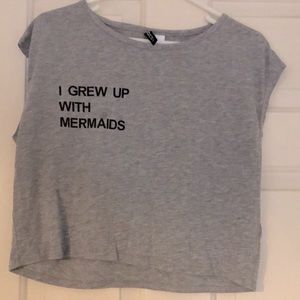 H&M Women’s Grey Crop-top with Logo Size Medium